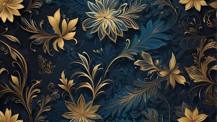 golden floral background with flowers