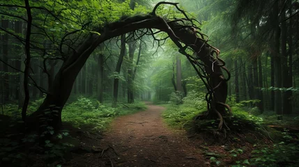 Foto op Plexiglas Forest branches naturally formed an archway  © xelilinatiq