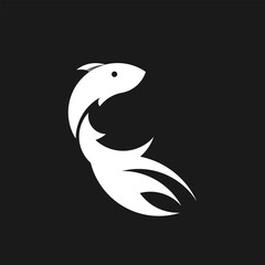 Fish colorful gradient design black white