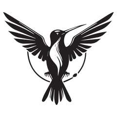 A minimalist, logo featuring a sleek and stylized hummingbird against a white background awesome, professional, vector logo, simple