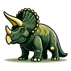 Dinosaur Illustration - Triceratops with transparent background