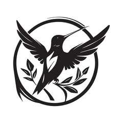 A minimalist, logo featuring a sleek and stylized hummingbird against a white background awesome, professional, vector logo, simple