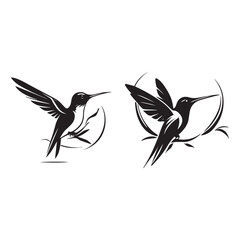 A minimalist, logo featuring a sleek and stylized hummingbird against a white background awesome, professional, vector logo, simple