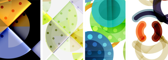 Set of circles geometric abstract posters. Abstract backgrounds for wallpaper, business card, cover, poster, banner, brochure, header, website