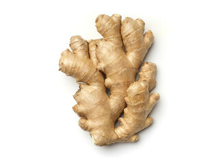 Ripe ginger on white