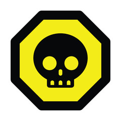 danger yellow octagon skull warning sign of caution hazard traffic toxic poison icon symbol vector flat design for badges emblems website mobile isolated on white Background