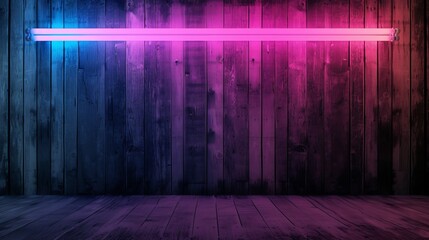 neon light against a wooden wall.