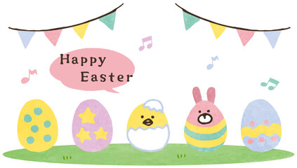 かわいいイースターの手描きイラストフレーム素材 © みちょこ