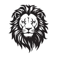 A minimalist, logo featuring a sleek and stylized lion head against a white background awesome, professional, vector logo, simple