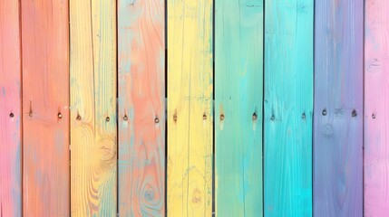 Pale, vibrant rainbow-painted wood planks with a backdrop of LGBTQ pride or summertime