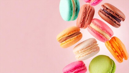 Obraz premium colorful macaroons on a pink