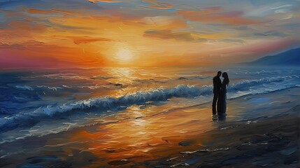 A couple on holiday making love on the beach enjoying the beautiful sunset