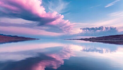 Fototapeta na wymiar sunrise over the lake in blue time