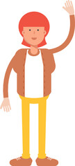 Fototapeta premium Hippie Man Character Raising Hand Illustration 
