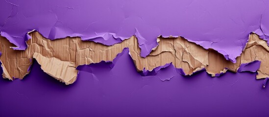 Purple background with ripped cardboard lettering showcasing our core values. Business concept photo, top view with copy space.