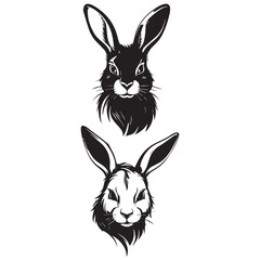 A minimalist, logo featuring a sleek and stylized rabbit head against a white background awesome, professional, vector logo, simple