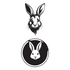 A minimalist, logo featuring a sleek and stylized rabbit head against a white background awesome, professional, vector logo, simple