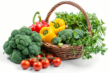 Photo set of various vegetables broccoli tomatoes