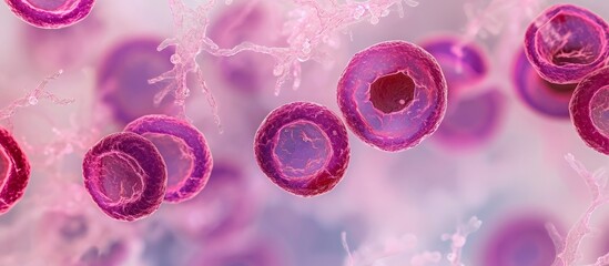 Malaria parasite, Plasmodium facifarum, developing from ring form to trophozoite state, seen in blood smear.