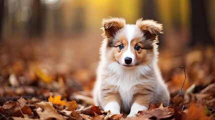 A sweet shetland sheepdog pup with a thick coat and bright eyes.