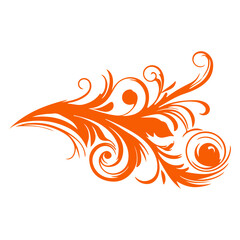 Obraz premium elegant swirls damask with floral hand draw orange line style element illustration on white background