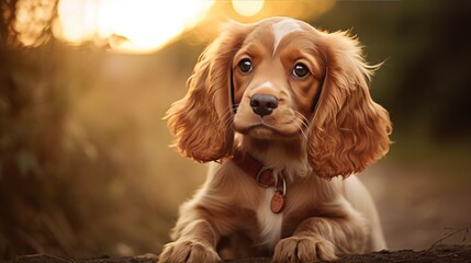 A confident cocker spaniel pup with expressive eyes and a wagging tail.