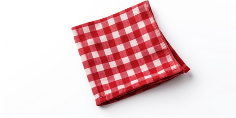 Isolated red checkered napkin mockup on white background with a rustic chic style.
