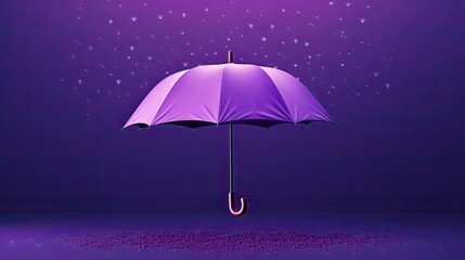 Purple Umbrella in the Rain, Violet Background, Weather Wallpaper, Color Backdrop, Isolated Object - Powered by Adobe