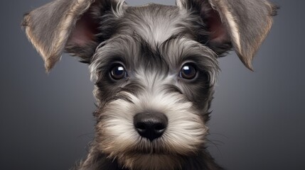 A spunky schnauzer pup with distinctive eyebrows and a playful spirit.