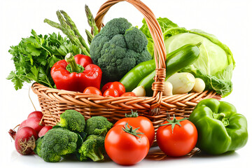 Photo set of various vegetables broccoli tomatoes