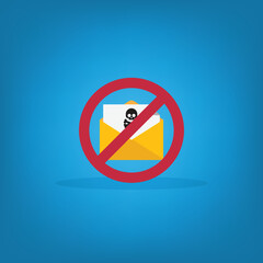 Spamming mailbox icon. Email hacking and spam warning symbol. EPS10 Vector Illustration.	