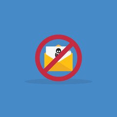 Spamming mailbox icon. Email hacking and spam warning symbol. EPS10 Vector Illustration.	