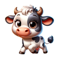 Cartoon Baby Cow. Cute Calf with Spots Illustration