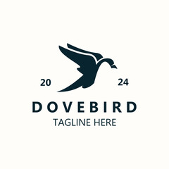Dove bird elegant flying logo design Nature Wildlife Label style vintage image
