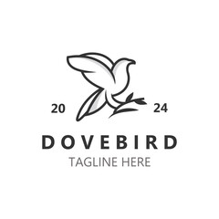 Naklejka premium Dove bird elegant flying logo design Nature Wildlife Label style vintage image
