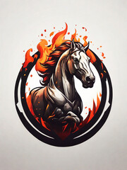 Horse with Fire logo - obrazy, fototapety, plakaty