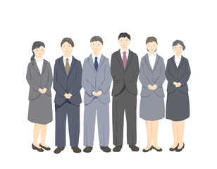 イラスト:スーツ姿の人々の集合写真