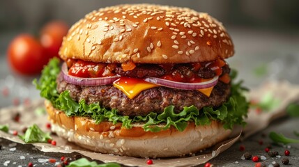 Hamburger for food advertisement Generative AI