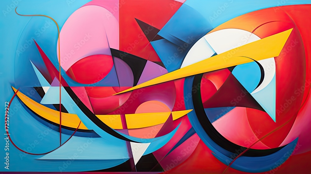 Poster bold and vibrant abstract shapes and lines create vivid background