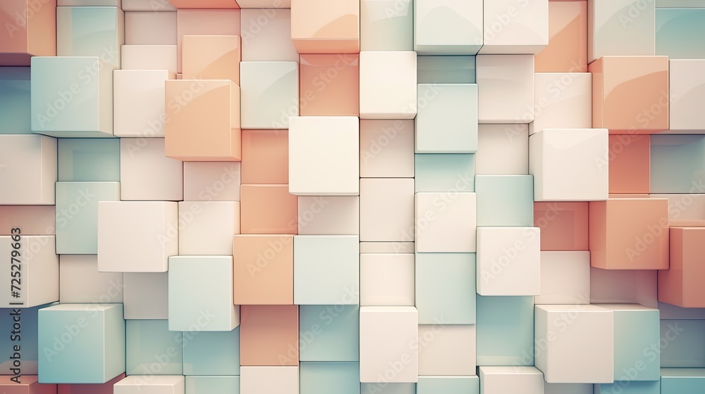 Poster cubic mosaic in a pastel color scheme for a soothing effect.