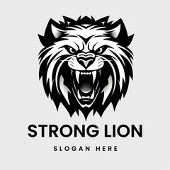 Lion logo design in monochrome style