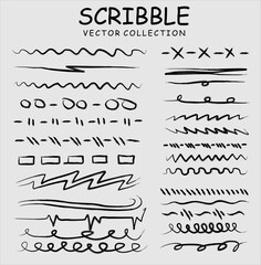 Charcoal pencil curly lines and squiggles. Scribble brush strokes vector set. Hand drawn marker scribbles. Black pencil sketches. Brush stroke lines, squiggles, daubs isolated. - obrazy, fototapety, plakaty