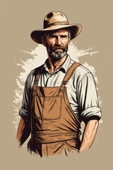 digital illustration of a farmer in the field.