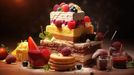 Photo delicious pieces of cheesecake