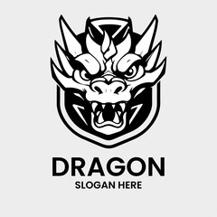 Fototapeta premium dragon logo design in monochrome style