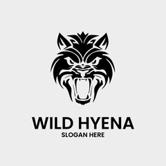 hyena logo design in monochrome style