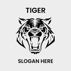 tiger logo design in monochrome style