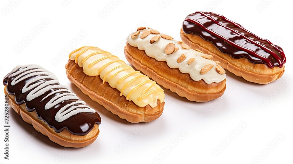 Canvas Prints Lovely delicious eclairs on the white background