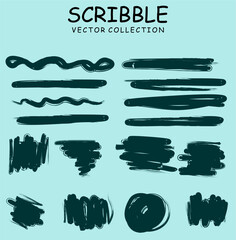 Charcoal pencil curly lines and squiggles. Scribble brush strokes vector set. Hand drawn marker scribbles. Black pencil sketches. Brush stroke lines, squiggles, daubs isolated. - obrazy, fototapety, plakaty