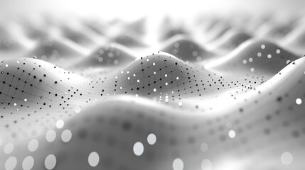 Abstract futuristic wave with connecting dots and lines on dark background. Big data visualization.Data technology concept.